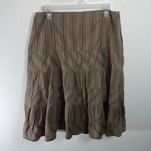 Eddie Bauer Brown Tiered Midi Skirt Size Tall Medium